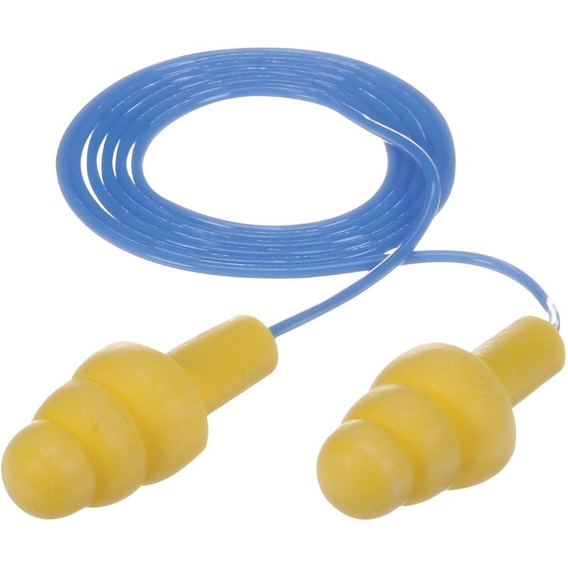 E-A-R UltraFit Corded Earplugs - Noise, Blast Protection - Polymer - Yellow - Comfortable, Washable, Dielectric, Disposable - 100 / Bag MPN:340-4004