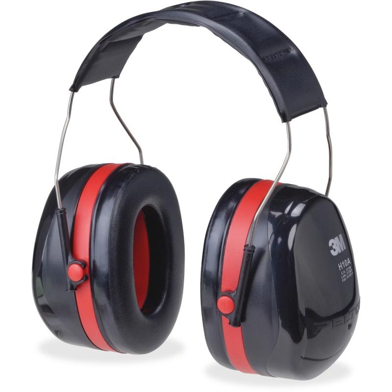 Peltor Optime 105 Twin Cup Earmuffs - Foldable, Comfortable, Lightweight, Low Linting - Noise, Noise Reduction Rating Protection - Foam, Acrylonitrile Butadiene Styrene (ABS), Plastic, Plastic - Black, Red - 1 Each (Min Order Qty 2) MPN:H10A