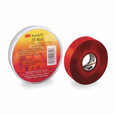 Elec Tape 66 ft Lx3/4 in W 7 mil Red MPN:10810