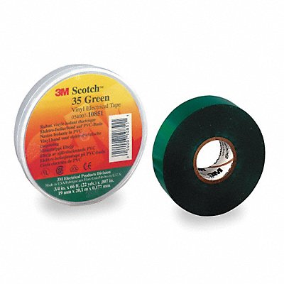 Elec Tape 66 ft Lx3/4 in W 7 mil Green MPN:10851