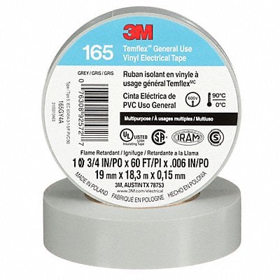 Elec Tape 60 ft Lx3/4 in W 6 mil Gray MPN:165GY4A