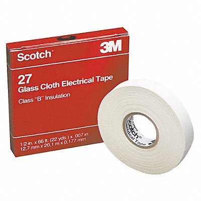 Elec Tape 66 ft Lx1/2 in W 7 mil White MPN:27-1/2