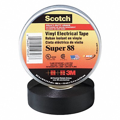 Elec Tape 66 ft Lx3/4 in W 8.5 mil Black MPN:88-Super-3/4x66FT