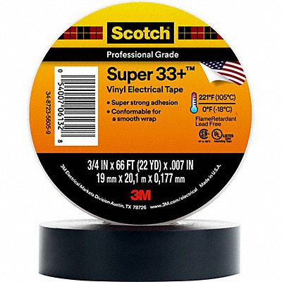 Insulating Electrical Tape 7 mil Blk MPN:Super 33+