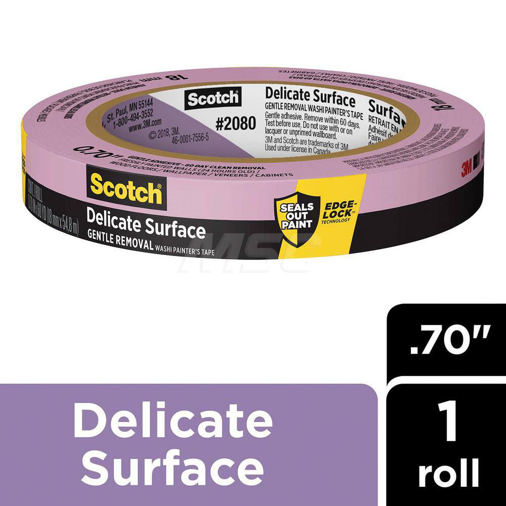 Painter's Tape: 18 mm Wide, 60 yd Long, Purple MPN:7100184838