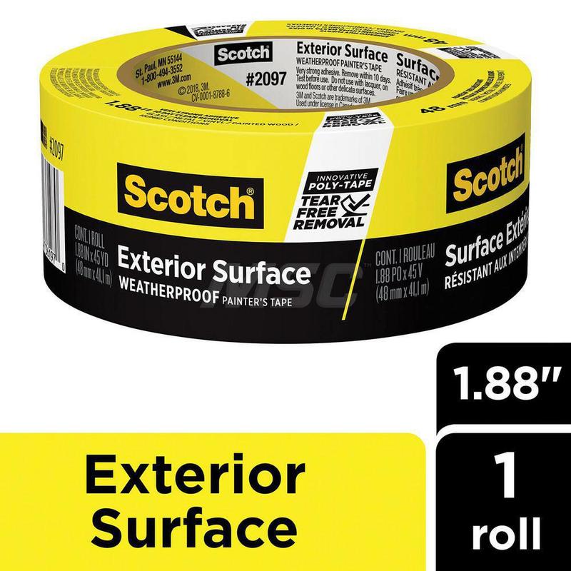 Masking Tape: 48 mm Wide, 45 yd Long, Yellow MPN:7100185564