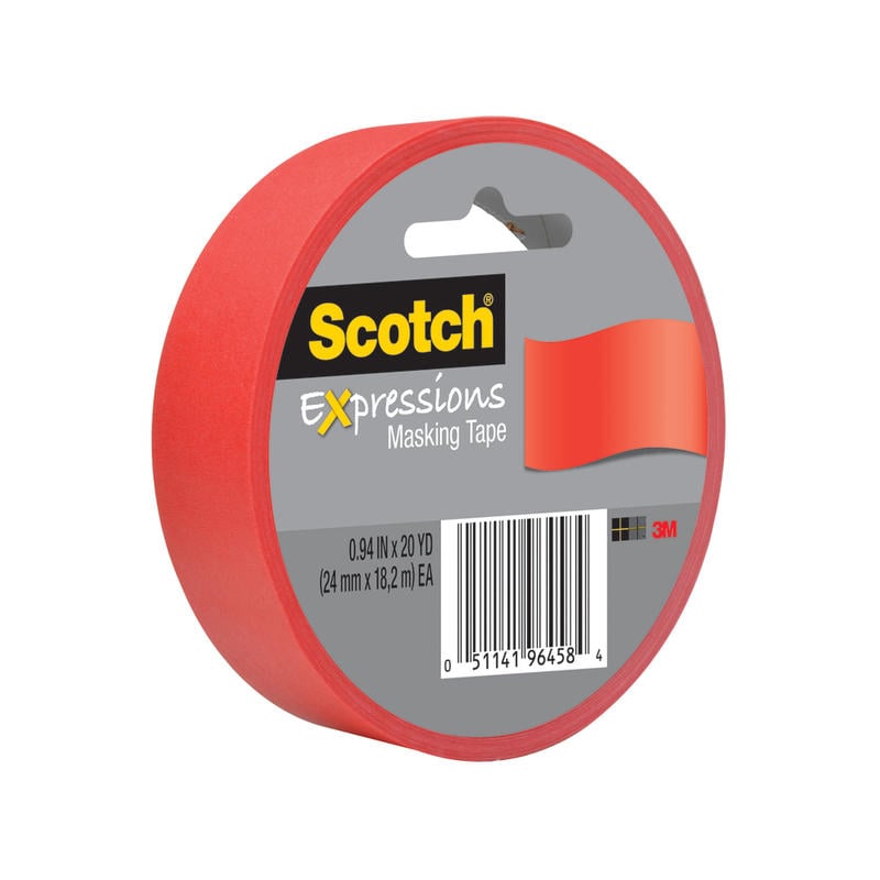 Scotch Expressions Decorative Masking Tape, 1in x 20 Yd., Primary Red (Min Order Qty 23) MPN:3437-PRD