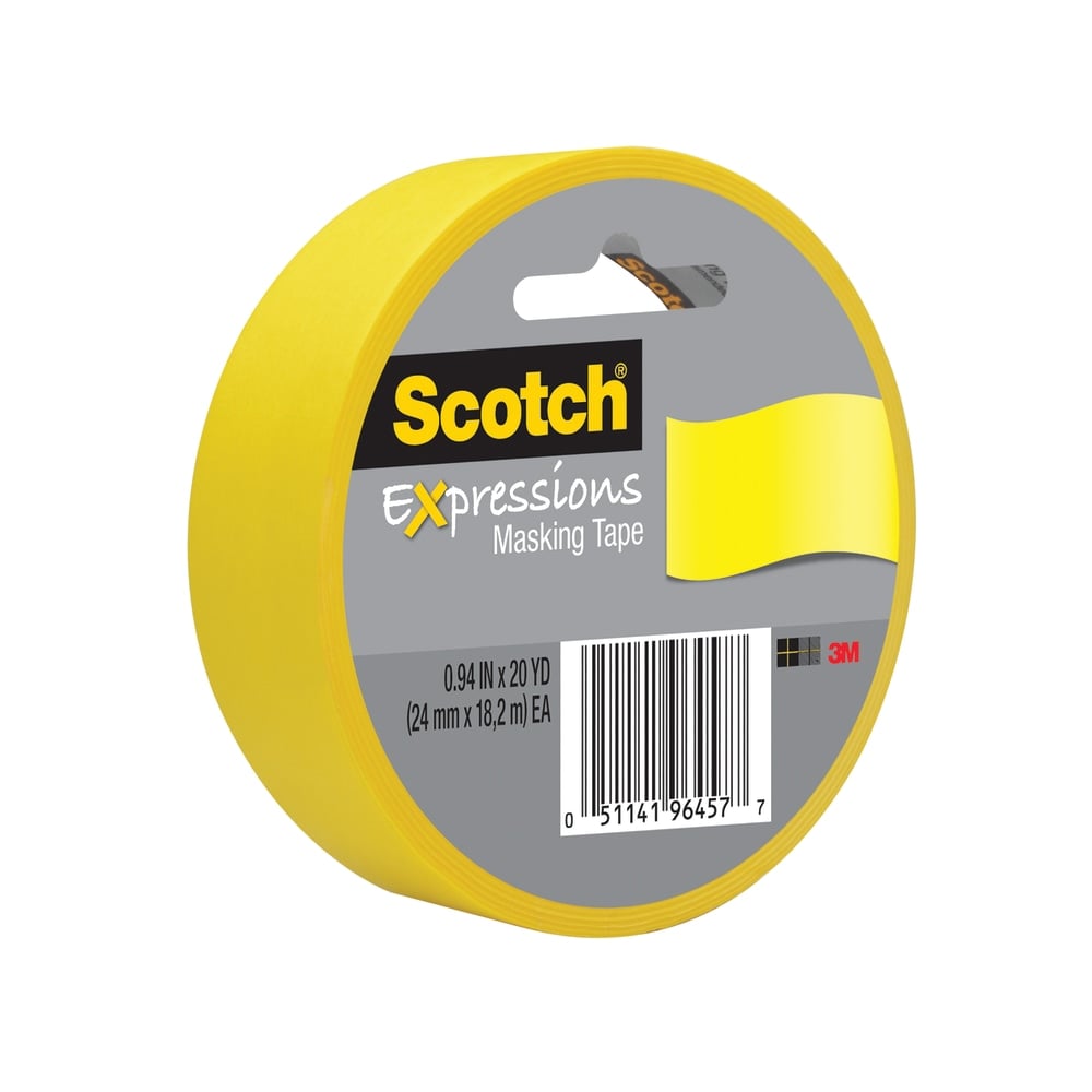 Scotch Expressions Decorative Masking Tape, 1in x 20 Yd., Yellow (Min Order Qty 23) MPN:3437-PYL