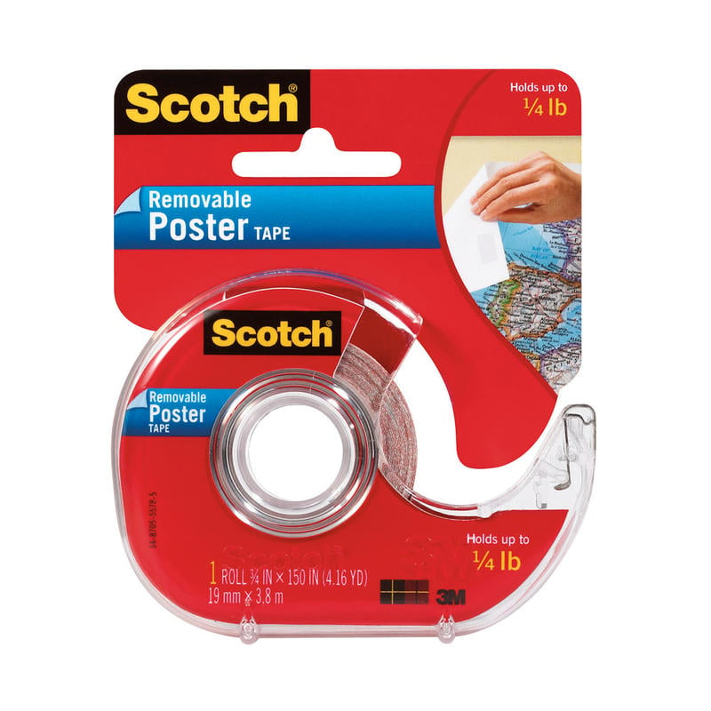 Scotch Poster Tape with Dispenser, Removable, 3/4 in x 150 in, 1 Tape Roll, Clear, Home Office and School Supplies (Min Order Qty 12) MPN:109