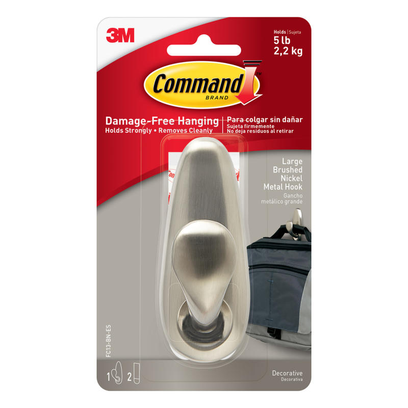 Command Forever Classic Large Metal Hooks, 1 Command Hook, 2 Command Strips, Damage Free Organizing of Dorm Rooms (Min Order Qty 5) MPN:FC13BN