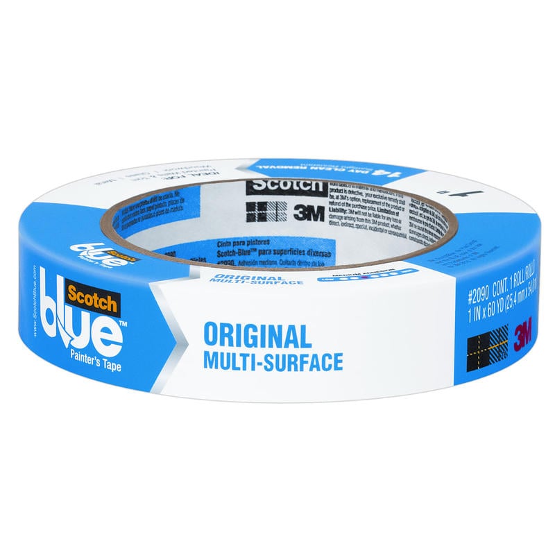 ScotchBlue Original Multi-Surface Painters Tape, 1 Tape Roll, 0.94 in x 60 yd, 3in Core, Paint Tape Protects Surfaces and Removes Easily, Multi-Surface Painting Tape for Indoor and Outdoor Use, Blue (Min Order Qty 12) MPN:2090-1H-W