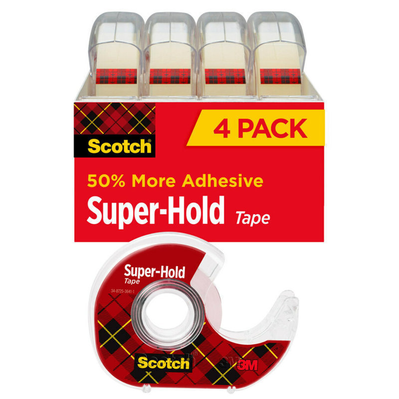 Scotch Super-Hold Tape, With Handheld Dispenser, 3/4in x 650in, Clear, Pack Of 4 Rolls (Min Order Qty 6) MPN:4198