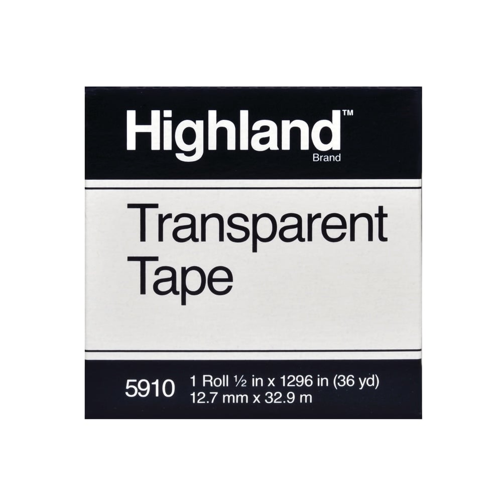 3M Highland 5910 Transparent Tape, 1/2in x 1,296in (Min Order Qty 67) MPN:5910-1/2X1296