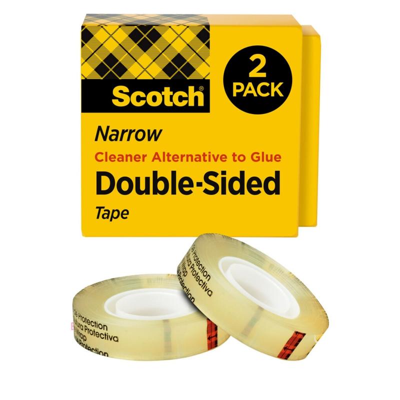 Scotch Double Sided Tape, Permanent, 1/2 in x 1296 in, 2 Tape Rolls, Clear, Home Office and School Supplies (Min Order Qty 4) MPN:665-2P12-36