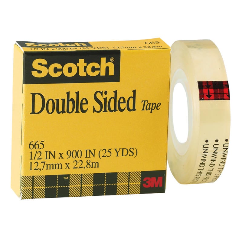 Scotch 665 Permanent Double-Sided Tape, 1/2in x 900in, Clear (Min Order Qty 10) MPN:665