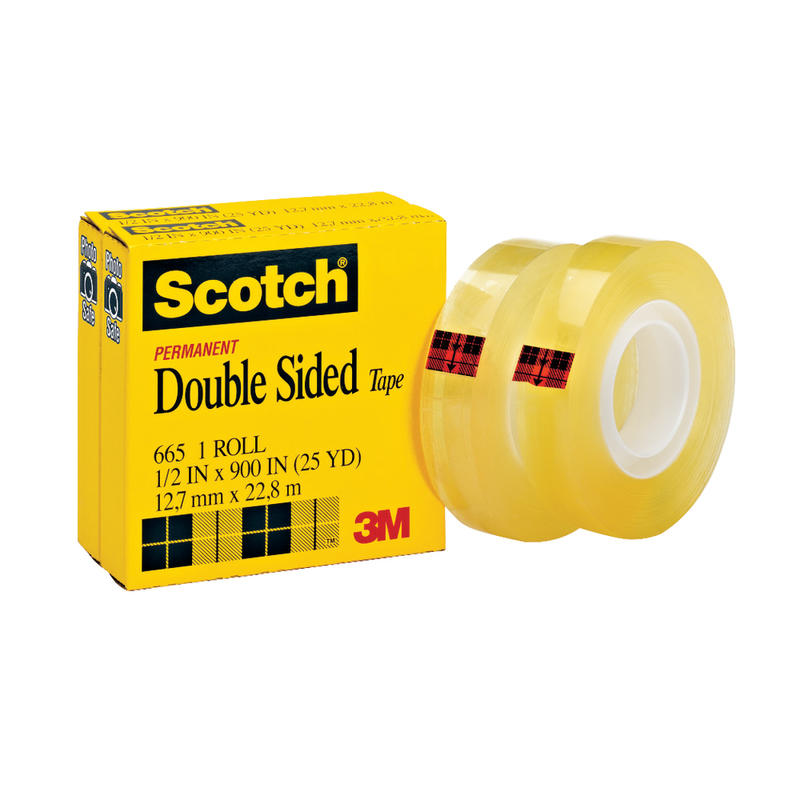 Scotch Double Sided Tape, 1/2 in x 900 in, 2 Tape Rolls, Home Office, Back to School Supplies and College Essentials for Students and Teachers (Min Order Qty 6) MPN:6652PK