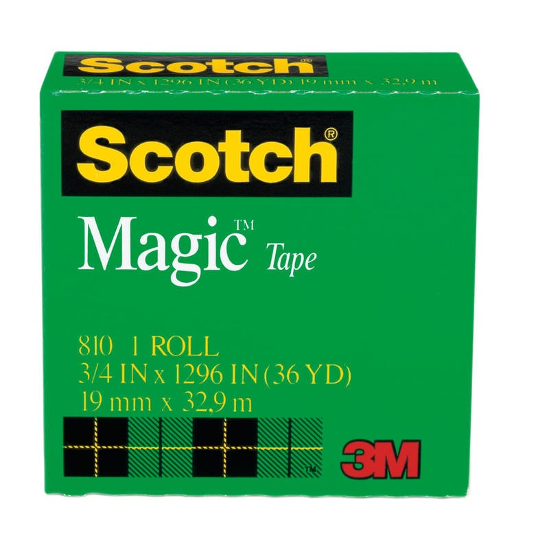 Scotch Magic Tape, Invisible, 3/4 in x 1296 in, 1 Tape Roll, Clear, Home Office and School Supplies (Min Order Qty 17) MPN:810-3/4X1296