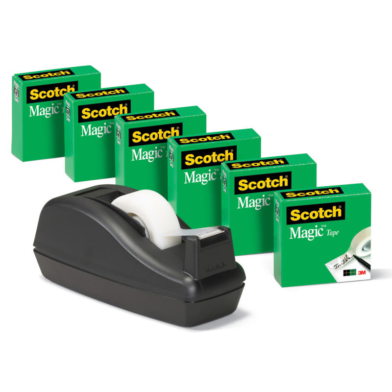 Scotch Magic Tape With Deluxe Dispenser, 3/4in x 1,000in, Clear, Pack Of 6 Rolls (Min Order Qty 3) MPN:810C40BK