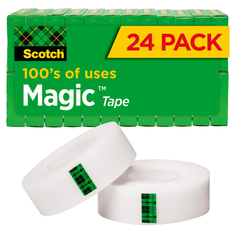 Scotch Magic Tape, Invisible, 3/4 in. x 1000 in., 24 Tape Rolls, Clear, Home Office, Back to School Supplies and College Essentials for Students and Teachers (Min Order Qty 2) MPN:810K24