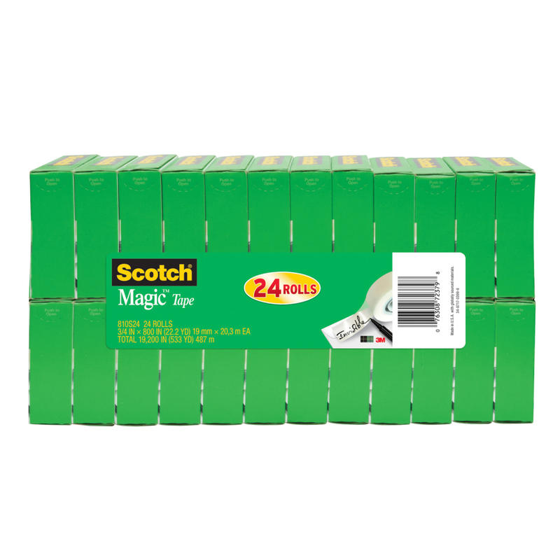 Scotch Magic Tape, Invisible, 3/4 in. x 800 in., 24 Tape Rolls, Clear, Home Office, Back to School Supplies and College Essentials for Students and Teachers (Min Order Qty 2) MPN:810S24