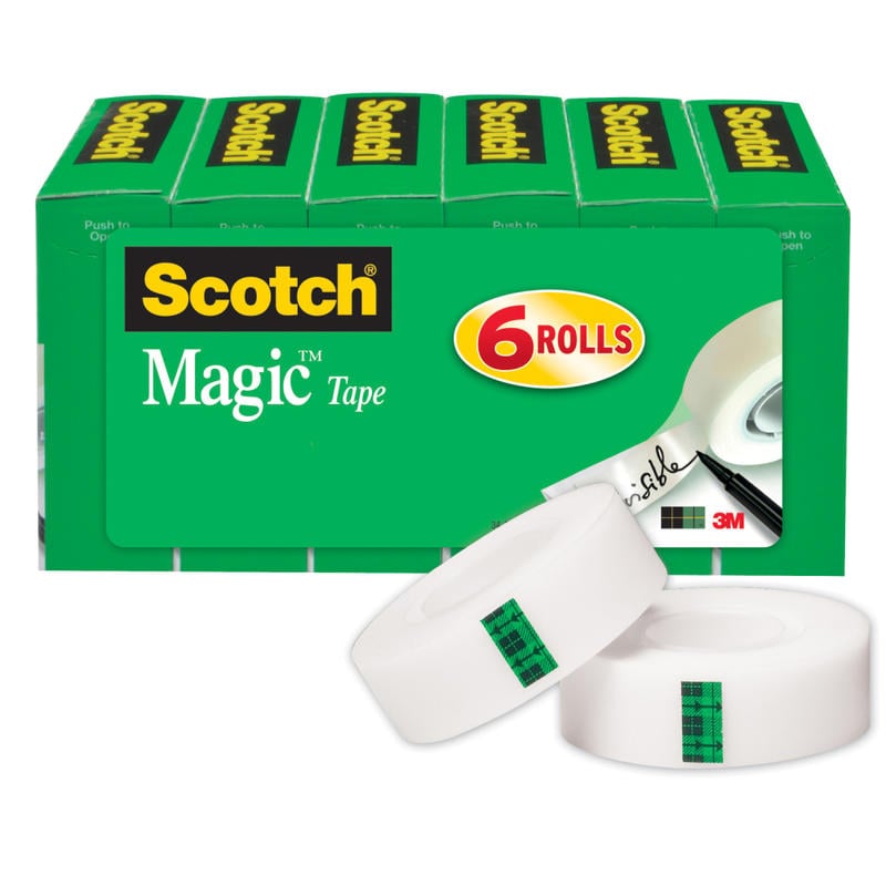 Scotch Magic Tape, Invisible, 6 Tape Rolls, 3/4 in x 800 in, Home Office Supplies and School Supplies for College and Classrooms (Min Order Qty 4) MPN:810S62B