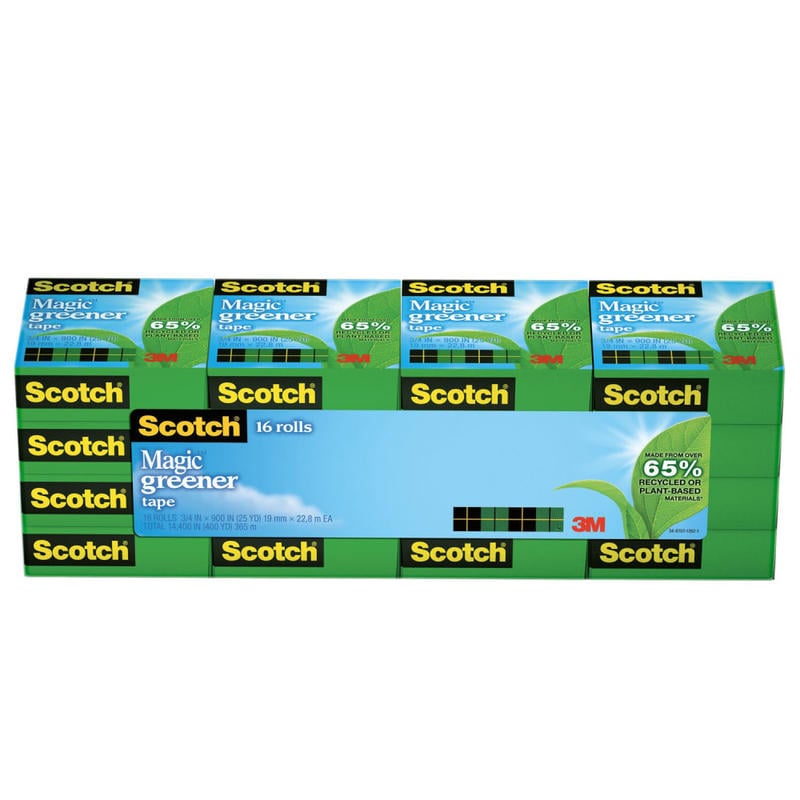 Scotch Greener Magic Tape, Invisible, 3/4 in x 900 in, 16 Tape Rolls, Clear, Home Office and School Supplies (Min Order Qty 2) MPN:812-16P