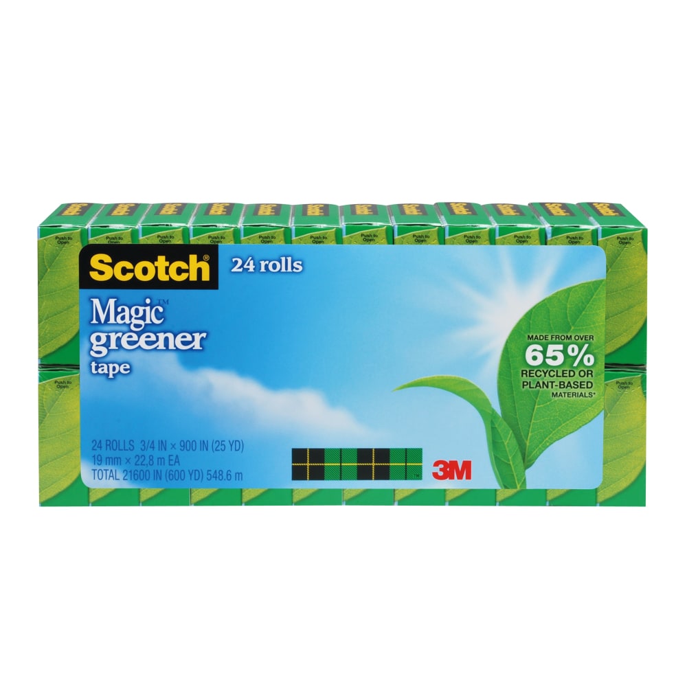 Scotch Magic Greener Tape, Invisible, 3/4 in. x 900 in., 24 Tape Rolls, Clear, Home Office, Back to School Supplies and College Essentials for Students and Teachers (Min Order Qty 2) MPN:812-24P