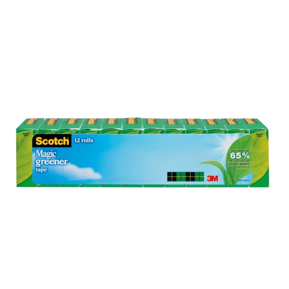 Scotch Greener Magic Tape, Invisible, 3/4 in. x 900 in., 12 Tape Rolls, Home Office, Back to School Supplies and College Essentials for Students and Teachers (Min Order Qty 3) MPN:81212P