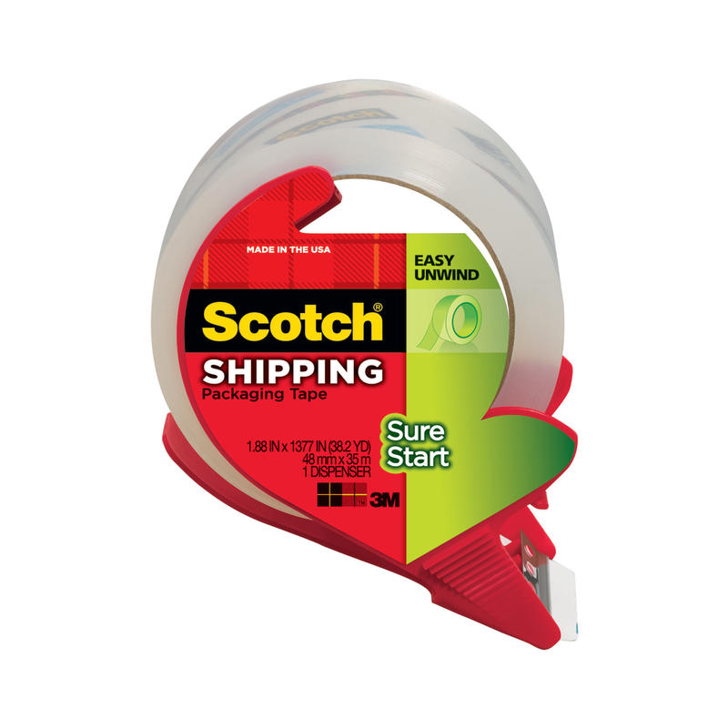 Scotch Sure Start Shipping Tape With Dispenser, 1-7/8in x 38.2 Yd., Clear (Min Order Qty 11) MPN:3450S-RD