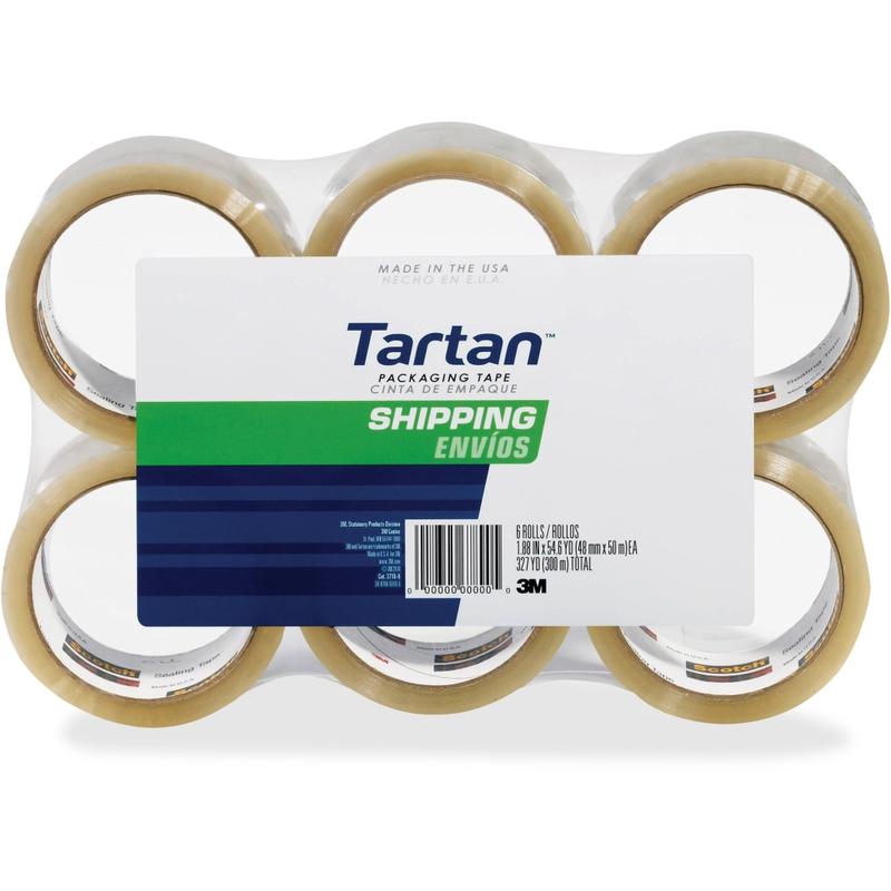 Tartan General-Purpose Packaging Tape - 54.60 yd Length x 1.88in Width - 1.9 mil Thickness - 3in Core - Rubber Resin Backing - Nick Resistant, Abrasion Resistant, Moisture Resistant, Scuff Resistant, Tear Resistant, Split Resistant, S (Min Order Qty 5) MP