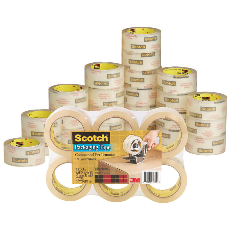 Scotch Commercial Grade Packing Tape, 1-7/8in x 54.6 Yd., Clear, Pack Of 48 Rolls MPN:3750-CS48