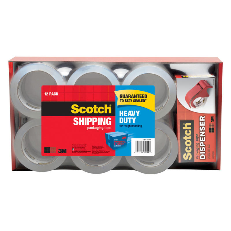 Scotch Heavy-Duty Shipping Packing Tape With Dispenser, 1-7/8in x 54.6 Yd., Pack Of 12 Rolls MPN:385012BD