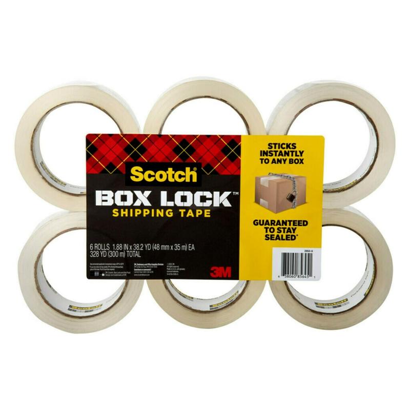 Scotch Box Lock Shipping Packing Tape, 1-15/16in x 38.2 Yd, Clear, Pack Of 6 Rolls (Min Order Qty 2) MPN:3950S-6