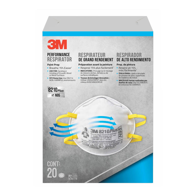 3M Performance Disposable Paint Prep Respirator N95, White, Pack Of 20 (Min Order Qty 3) MPN:8210PP20-DC