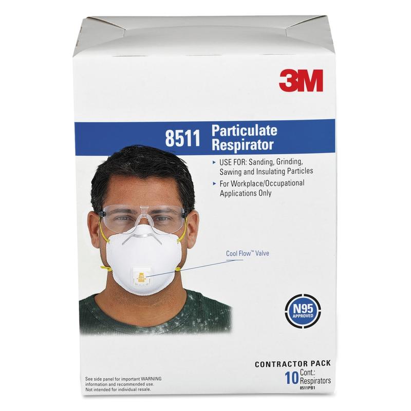 3M Cool Flow Paint Sanding Valved Respirator N95, 8511P10-DC-PS, Pack of 10 (Min Order Qty 3) MPN:8511PB1A