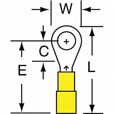 Ring Terminal Yellow 26AWG 24 AWG PK1000 MPN:MN24-4RK