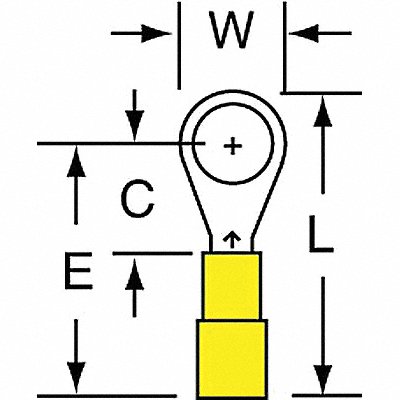 Ring Terminal Yellow 26AWG 24 AWG PK1000 MPN:MN24-6RK