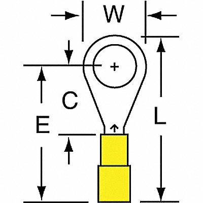 Ring Terminal Yellow 26AWG 24 AWG PK1000 MPN:MN24-8RK