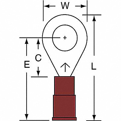 Ring Terminal Red 22 AWG 18 AWG PK1000 MPN:MNG18-14R/SK