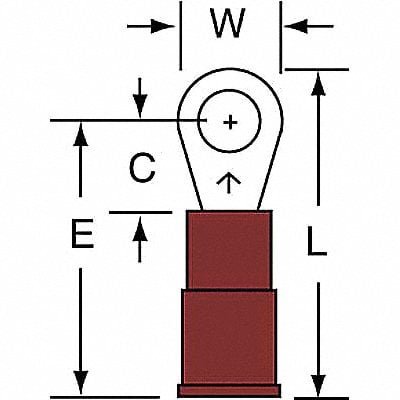 Ring Terminal Red 22 AWG 18 AWG PK1000 MPN:MNG18-6R/SK