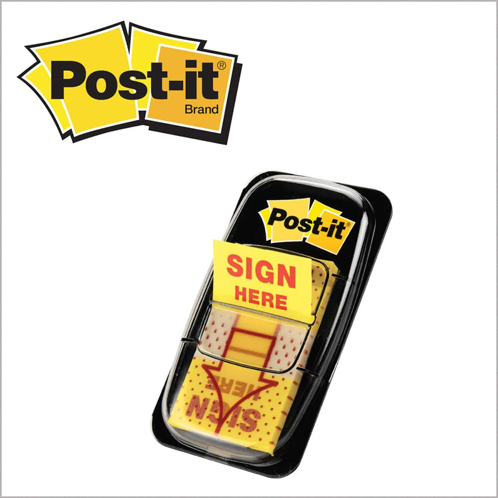 Self-Stick Page Flags, Style: Sign Here Flag , Color: Yellow , Size: 0.47 in x 1.7 in  MPN:7010301771