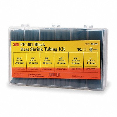 Heat Shrink Tubing Kit Black 102 Pc MPN:FP301-3/16 TO 1-BLACK-5-102 PC KITS