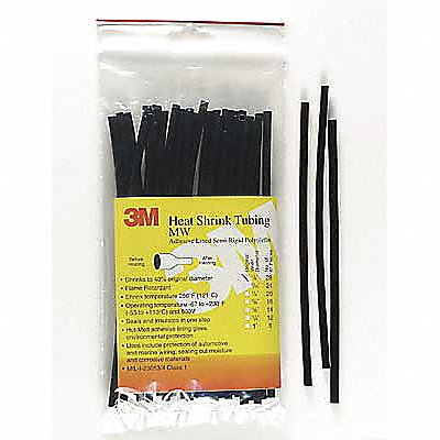 Shrink Tubing 6 in Blk 1 in ID PK100 MPN:MW-1-6