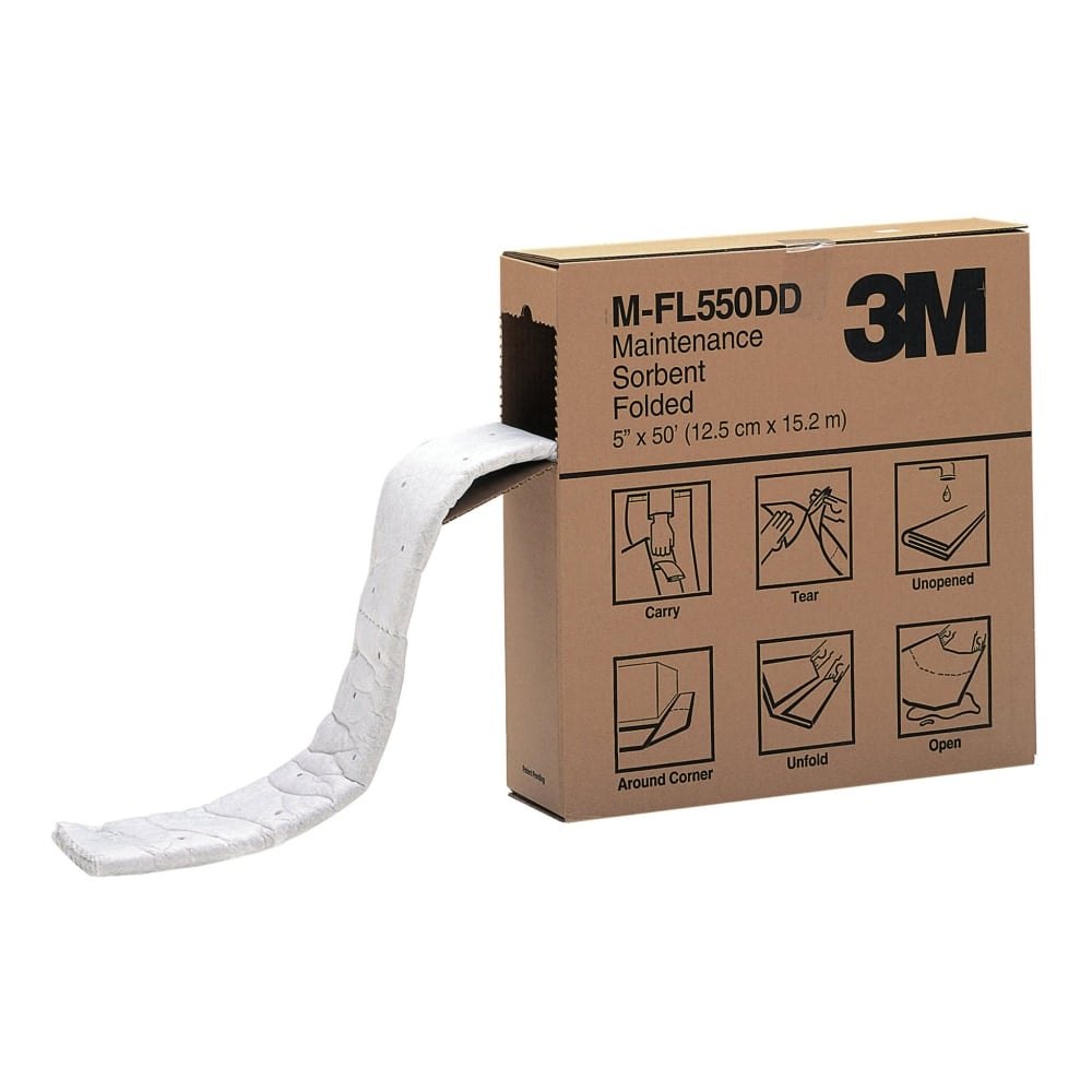 3M Maintenance Sorbent Folded Rolls, 5in x 600in, Gray, Case Of 3 Rolls MPN:M-FL550DDCT