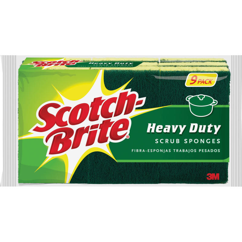 Scotch-Brite Heavy-Duty Scrub Sponges - 2.8in Height x 4.5in Width - 45/Carton - Yellow, Green (Min Order Qty 2) MPN:4295CT