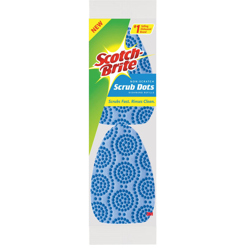 Scotch-Brite Scrub Dots Dishwand Refill - 3.5in Width x 4.4in Length - 14/Carton - Blue (Min Order Qty 3) MPN:48727CT