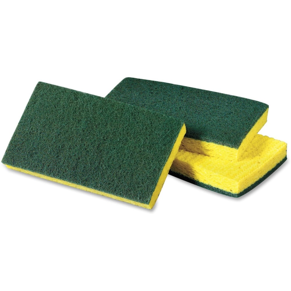 Scotch-Brite Medium-Duty Scrub Sponges - 3.5in Height x 6.3in Width x 6.1in Length x 700 mil Thickness - 60/Carton - Cellulose, Synthetic Fiber - Yellow, Green MPN:74CCCT