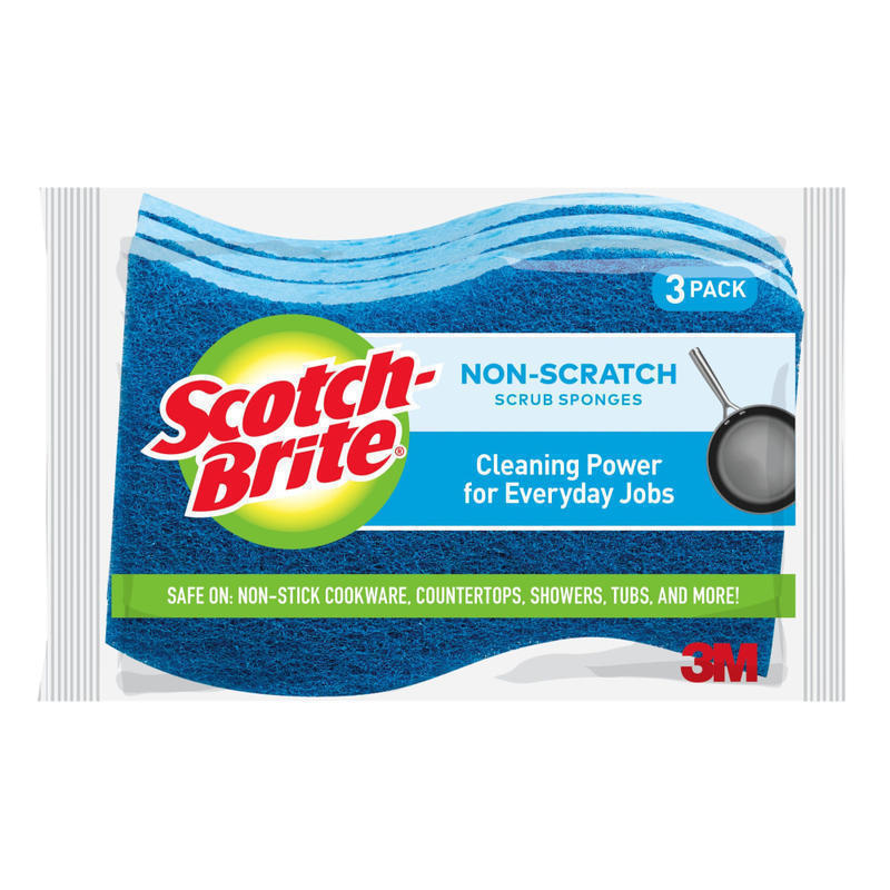 Scotch-Brite Multipurpose Sponges, 3 Scrubbing Sponges, Great For Washing Dishes and Cleaning Kitchen (Min Order Qty 17) MPN:MP-3-8-D