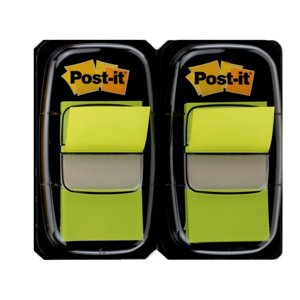 Post-it Flags, 1in x 1 -11/16in, Bright Green, 50 Flags Per Pad, Pack Of 2 Pads (Min Order Qty 11) MPN:680-BG2