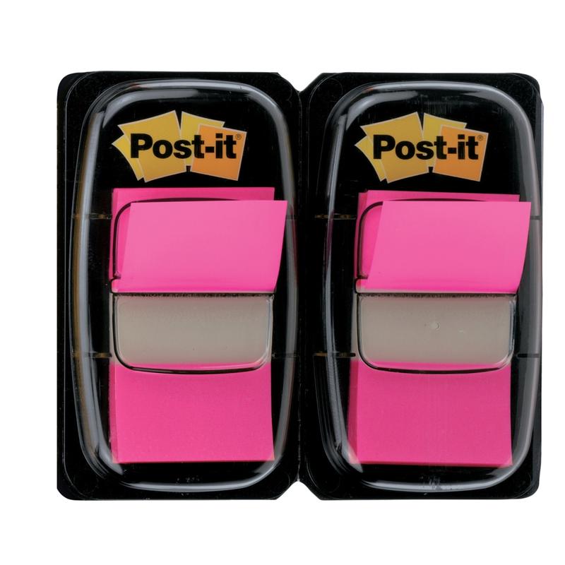 Post-it Flags, 1in x 1 -11/16in, Bright Pink, 50 Flags Per Pad, Pack Of 2 Pads (Min Order Qty 13) MPN:680-BP2